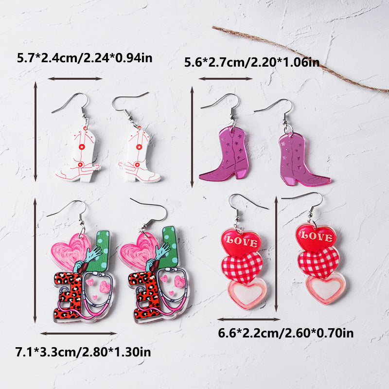 Wholesale Valentine's Day Boots Love Acrylic Earrings