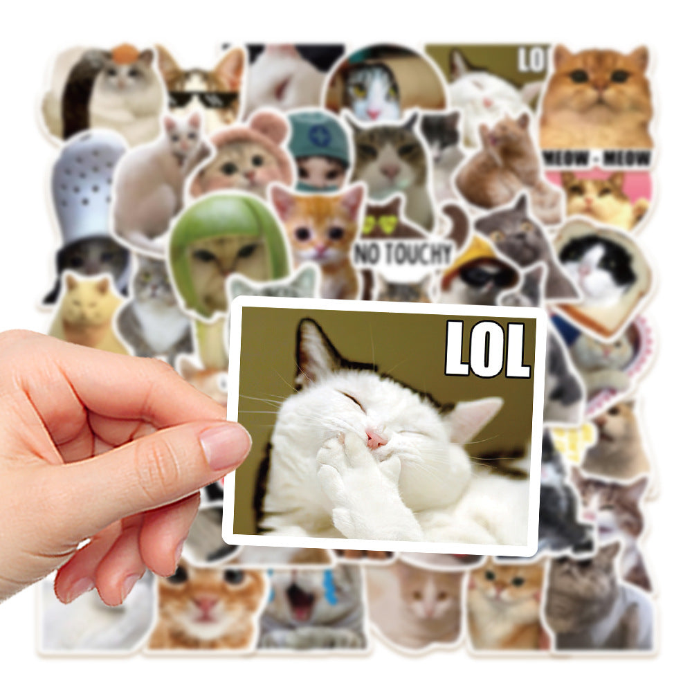 Wholesale 50pcs cartoon cute cat emoji Waterproof vinyl stickers
