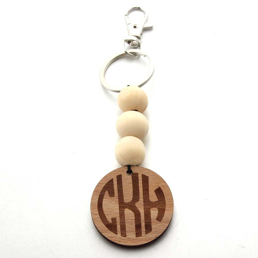Wholesale Letter Bull Head Wooden Beads Wooden Tag Keychain