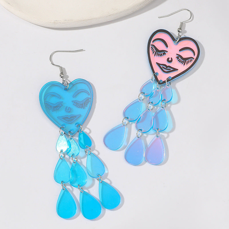 Wholesale Acrylic Valentine's Day Crying Water Drop Love Earrings