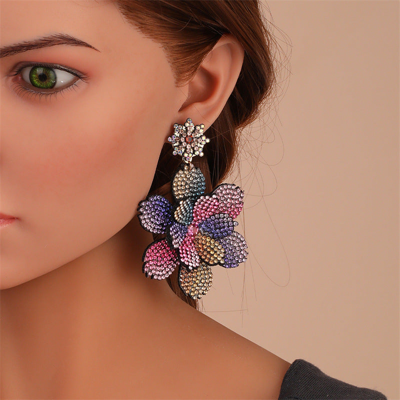 Wholesale Santa Christmas Tree Fabric Diamond Earrings