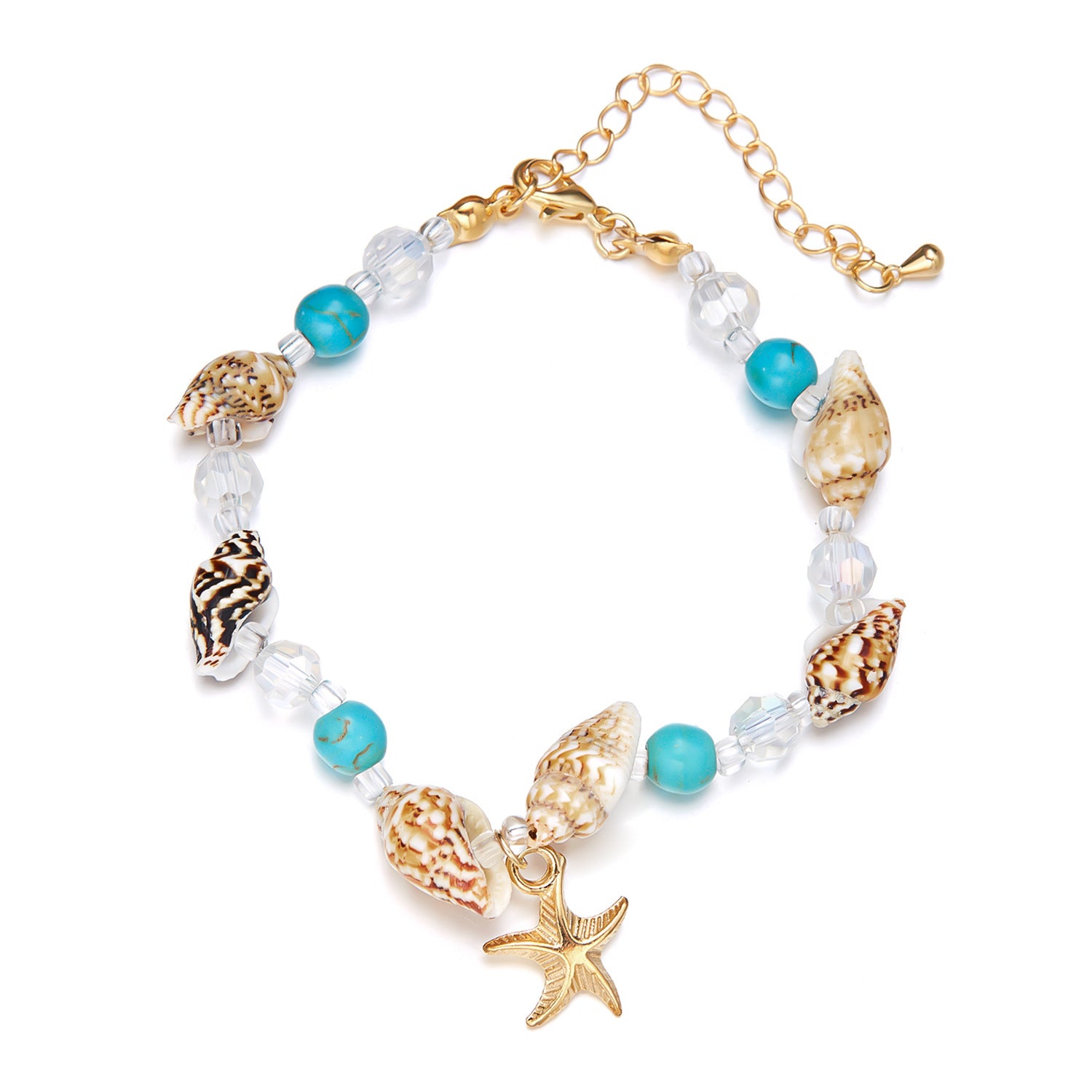 Wholesale Bohemian Wind Starfish Seashell Conch Rice Beads Bracelet