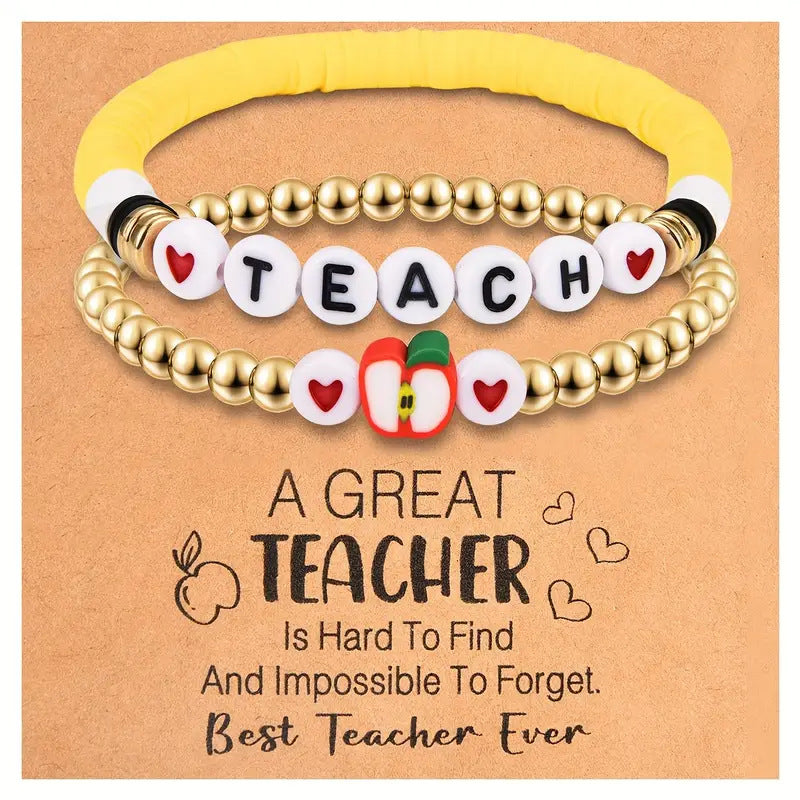 Wholesale  Teachers'  Holiday   Apple Letters Colorful Soft y Bracelet