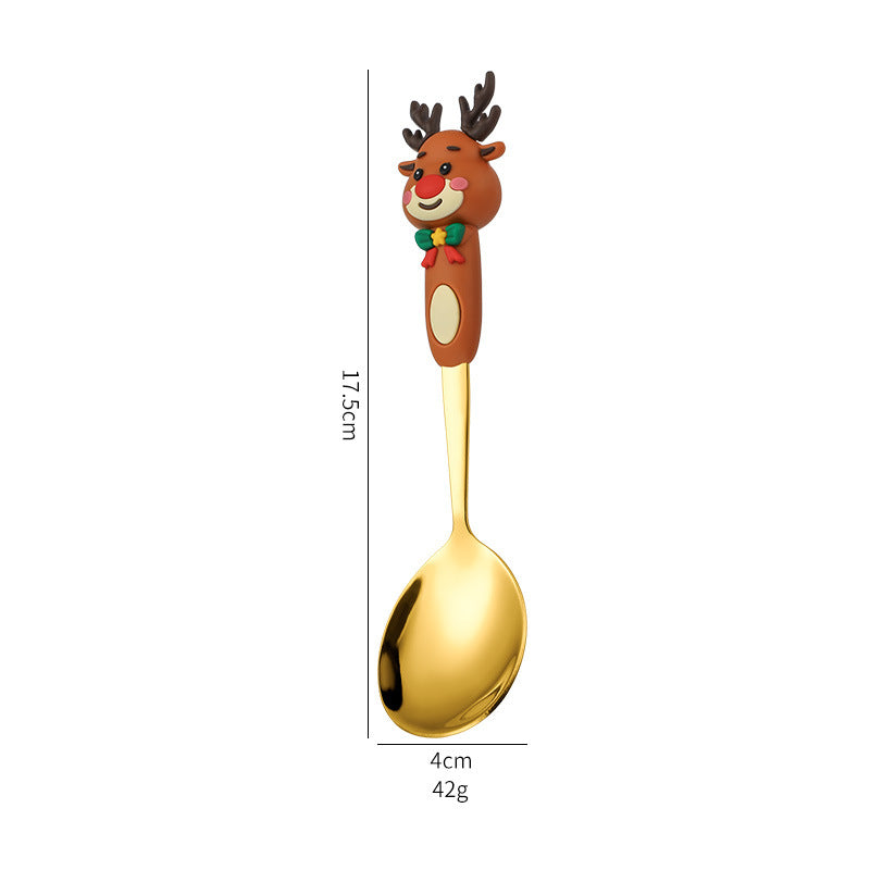 Wholesale Christmas Tableware Dessert Spoon Fork Cartoon  Spoon