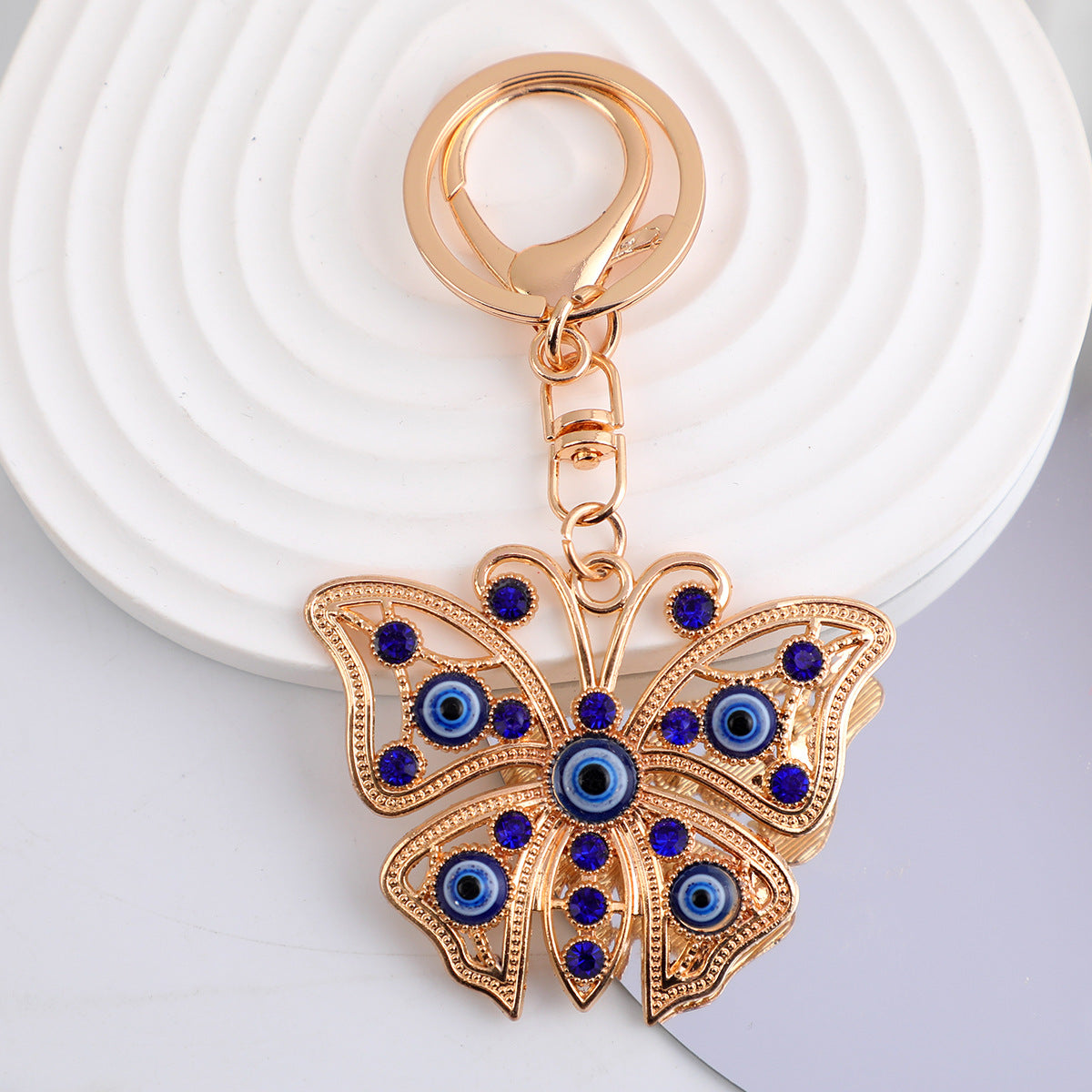 Wholesale Colorful diamond studded butterfly metal keychain