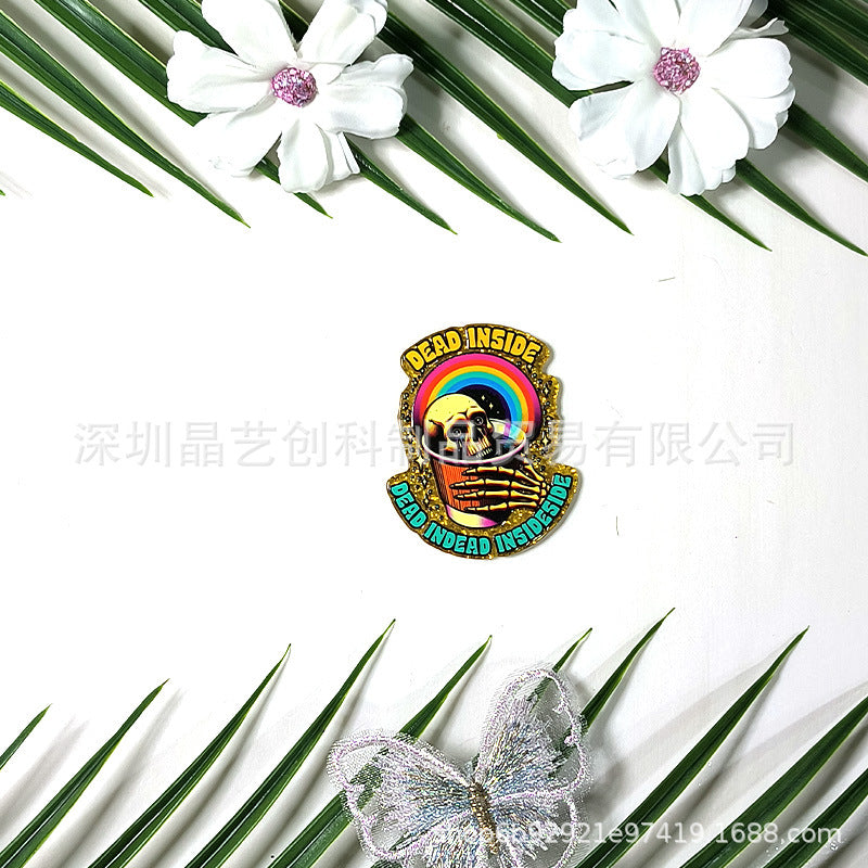 Wholesale 10 pcs/pack Sequin Halloween Skull Acrylic DIY Accessories