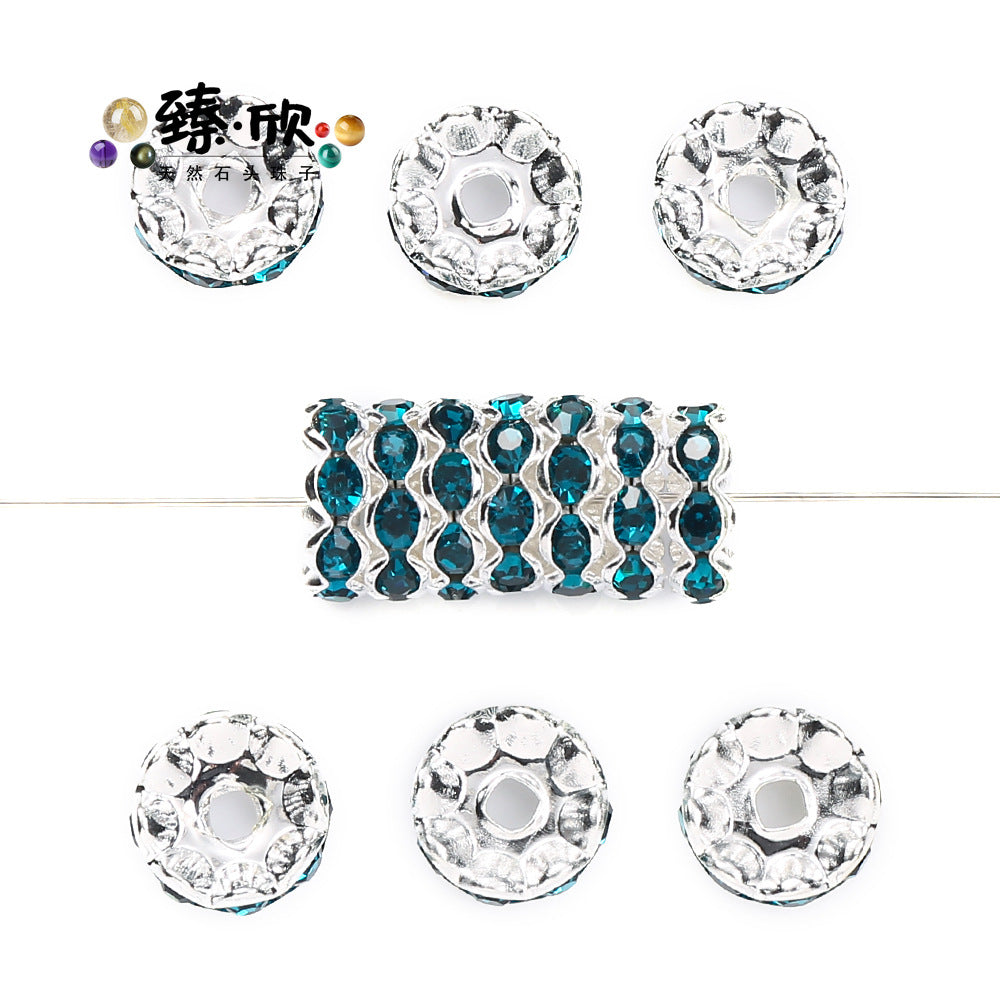 Wholesale 60pcs 12MM Color Wave Rhinestone Diamond Ring Spacer Beads