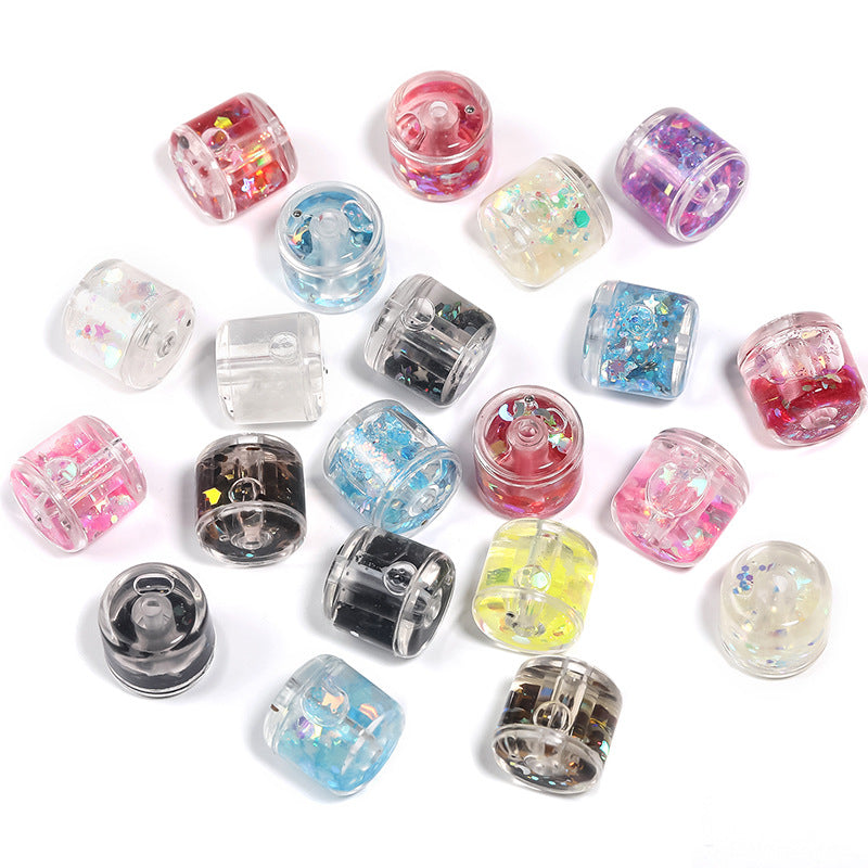 Wholesale 25pcs Luminous Quicksand Bucket Beads Translucent Sequins Cylindrical Beads DIY Accessories Beads