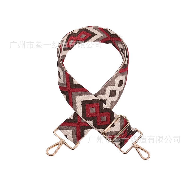 Wholesale All-match Ethnic Style 3.8cm Diamond Jacquard Adjustable Lengthened Retro Style Bag Strap