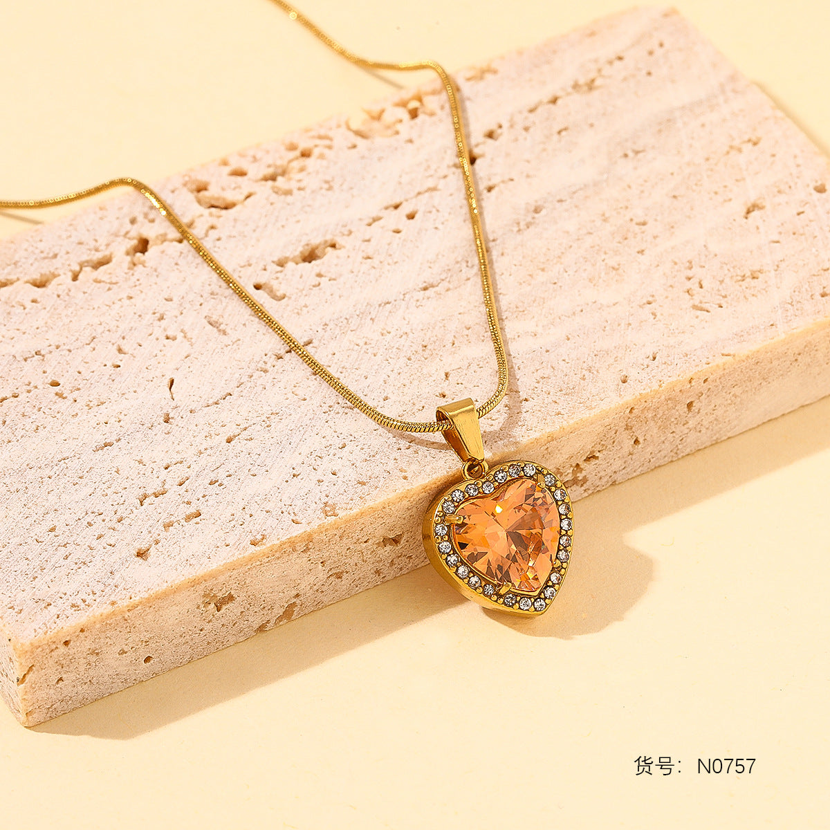 Wholesale Stainless steel diamond inlaid necklace for women
