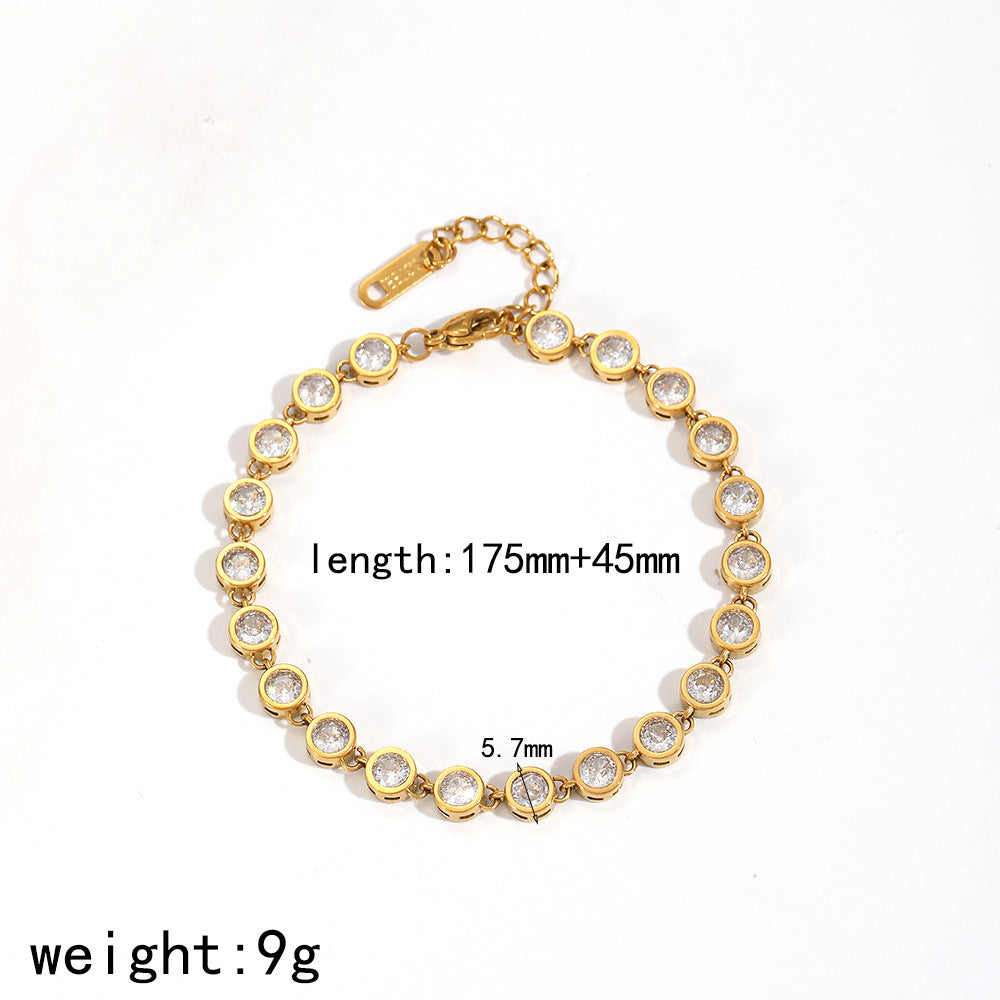 Wholesale Tennis chain with diamond studded heart-shaped stainless steel bracelet