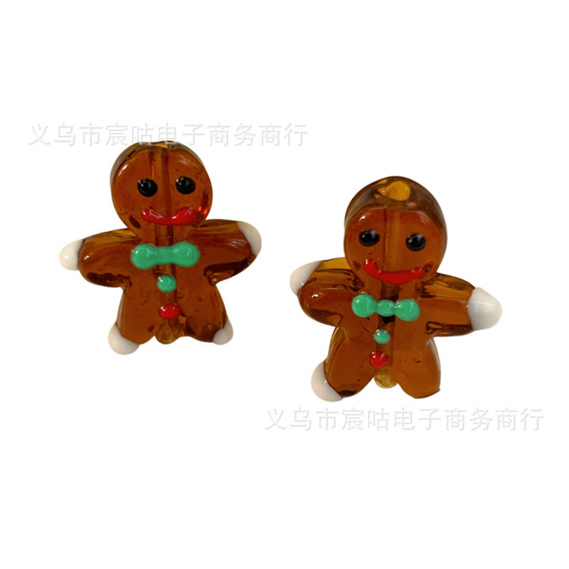Wholesale 10pcs Christmas Gingerbread Man Glass Beads