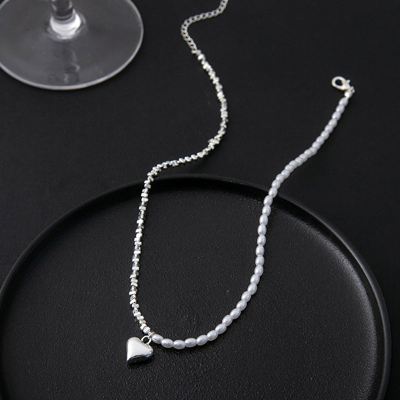Wholesale Silver  with Pearl Hearts Necklace