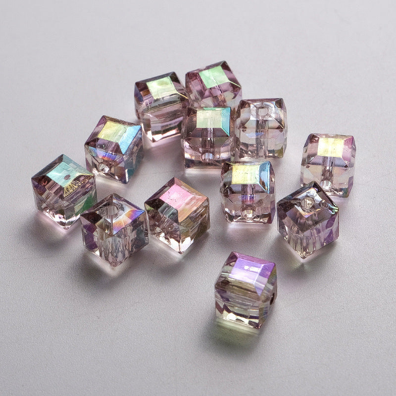 Wholesale 50pcs 8mm multi-faceted acrylic high-transparency square beads colorful three-dimensional loose beads