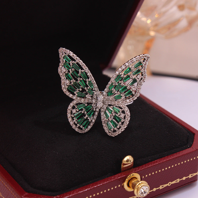 卸売ジルコンバタフライオープン銅リング