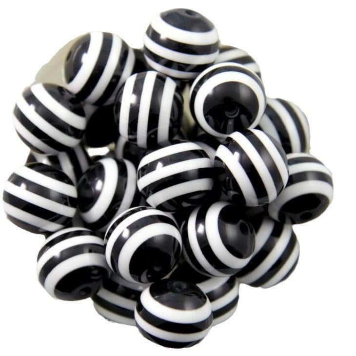Wholesale 5pcs 20MM Resin Black Striped Beads