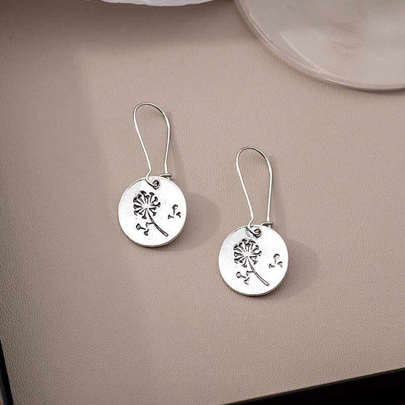 Wholesale Vintage Three-dimensional Flower Bohemian Chrysanthemum Dandelion  Alloy Earrings