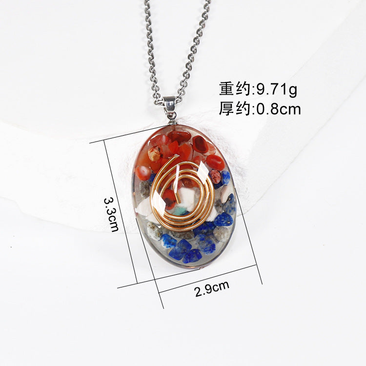 Wholesale 10pcs Natural Color Stone Specimen Geometric Shape Epoxy Lucky Necklace