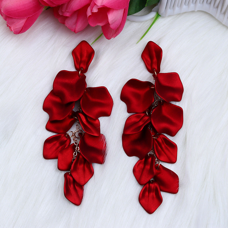 Wholesale Bohemian Style Fashion Personality Tassel Petal Candy Color Design Earrings