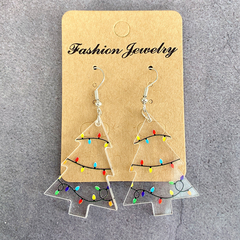 Wholesale Christmas Tree Black and Red Plaid Colorful Acrylic Earrings