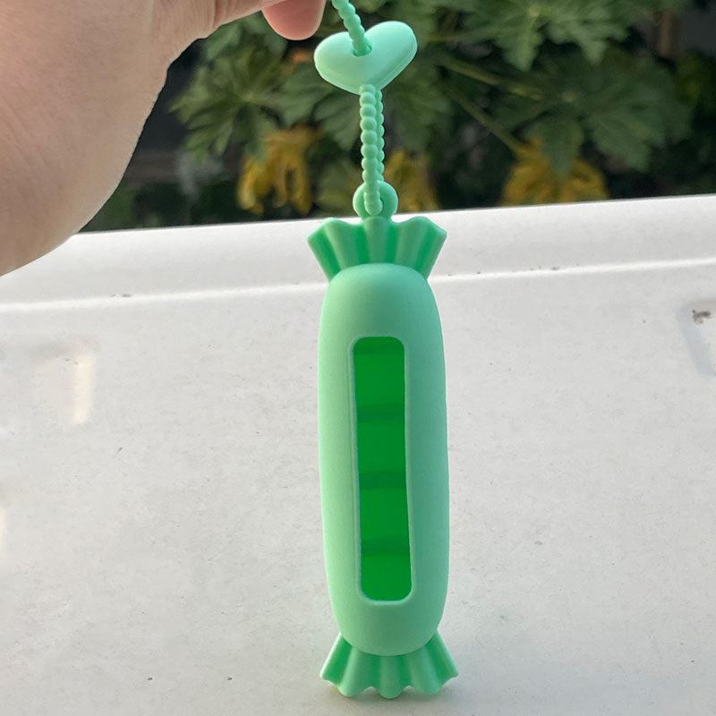 Wholesale Lipstick case silicone protective case bow lipstick bag keychain