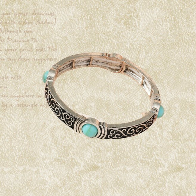 Wholesale Retro Turquoise Ethnic Style Elastic Bracelets