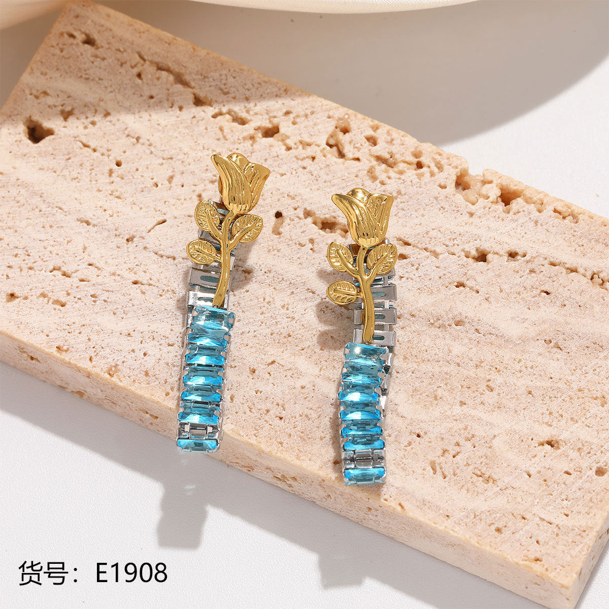 Wholesale Stainless Steel Zircon Tassel Earrings