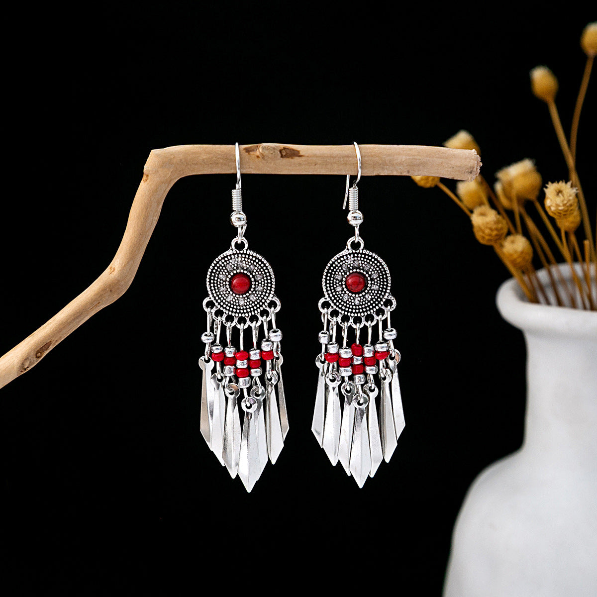 Wholesale Vintage Bohemian Tassel Turquoise Earrings