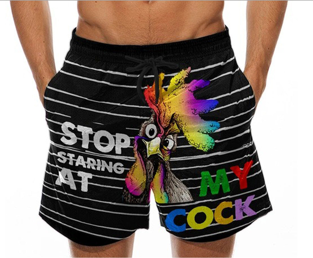 Wholesale Men's Beach Shorts Turkey Head Full Body Print Shorts Swimwear