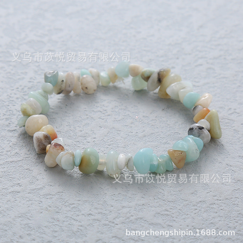 Wholesale 5pcs natural crystal gravel elastic bracelet colorful gravel bracelet