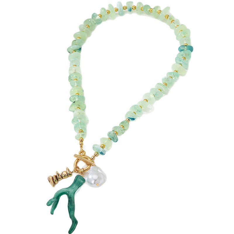 Wholesale Electroplated Alloy Handmade Woven Shell Pearl Beach Vacation Necklace Fashion Accessory For Resale