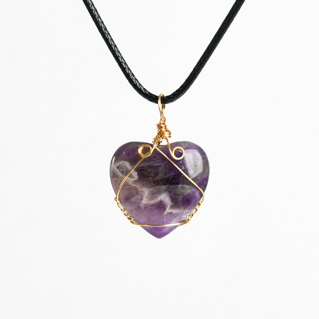 Wholesale Natural Crystal Rough Stone Mini Star Love Mushroom Jade Hand-wound Necklace