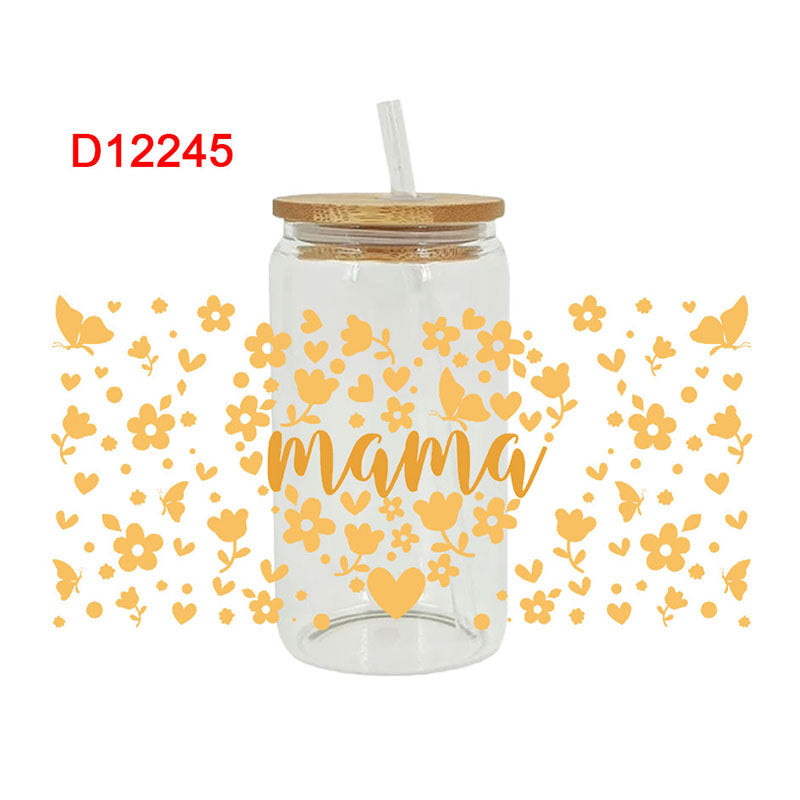 Wholesale Love Pattern Mother's Day 16oz Cup UV DTF Wraps