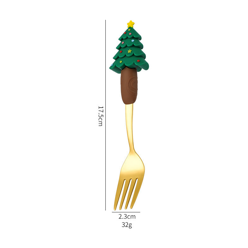 Wholesale Christmas Tableware Dessert Spoon Fork Cartoon  Spoon