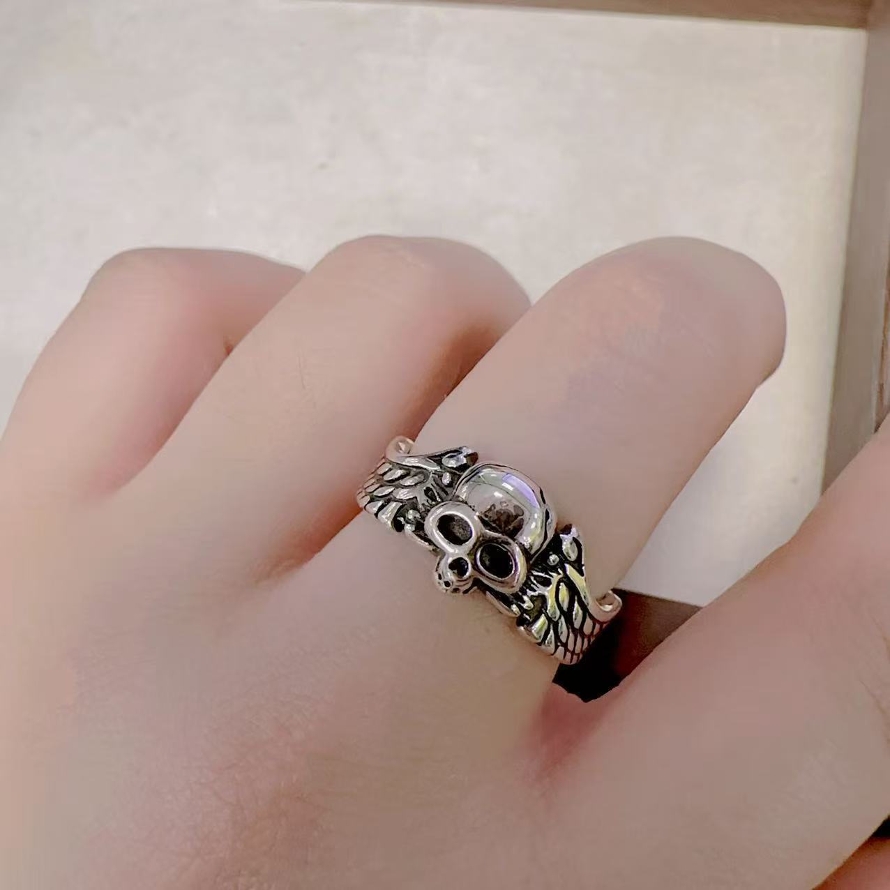 Wholesale Vintage distressed skull men's ring