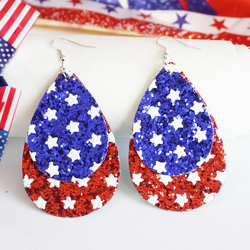 Wholesale Cross-border Independence Day Earrings Drop-shaped Festive Atmosphere Exaggerated Earrings