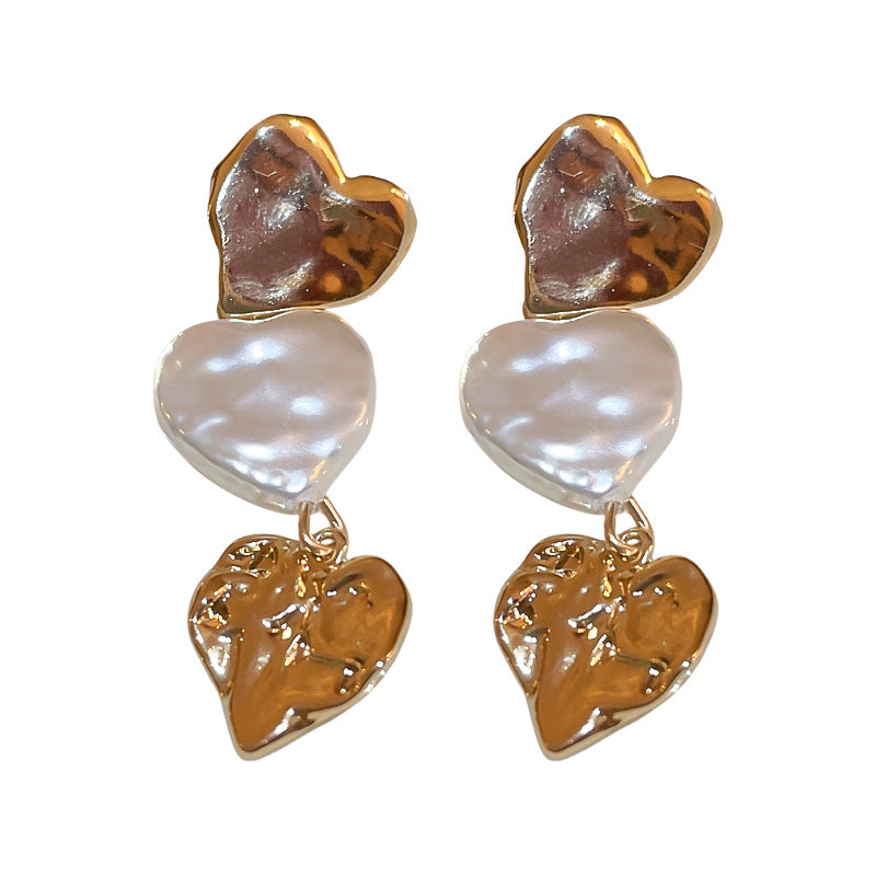 Wholesale Heart Pearl Copper Earrings