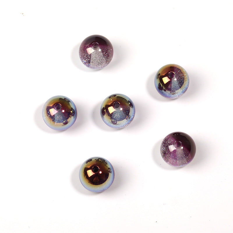 Wholesale 100pcs 20mm two-color starry cat's eye beads UV plated resin round beads diy mobile phone chain keychain beads loose beads