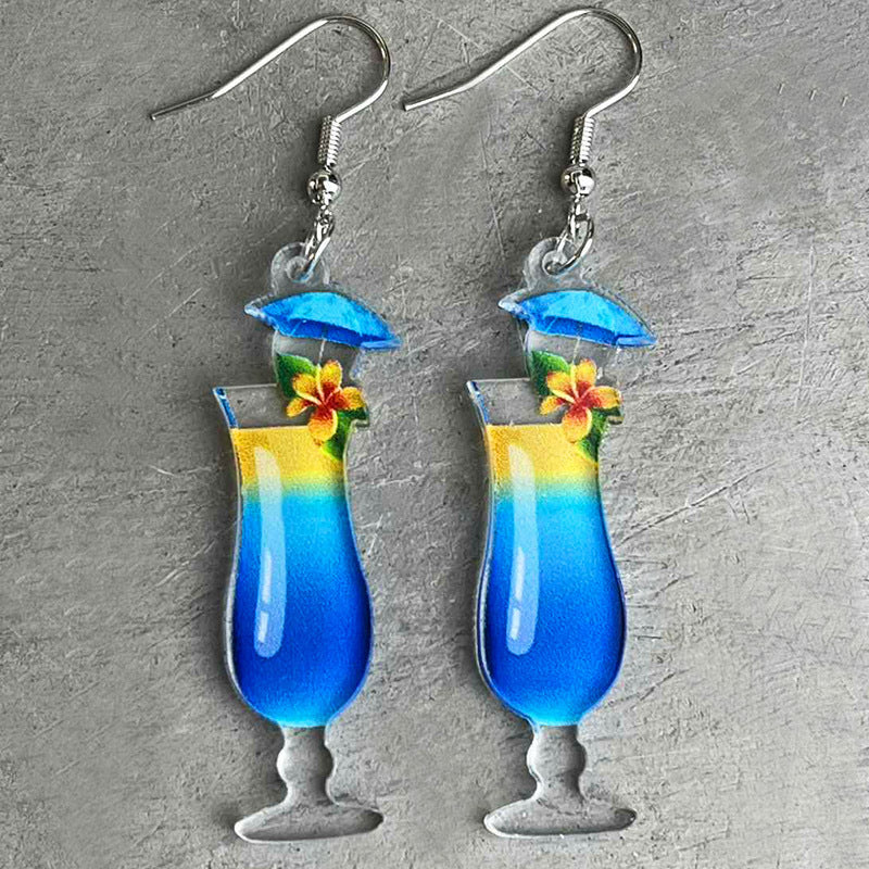 Wholesale Acrylic Fun Cocktail Fruit Drink Party Earrings