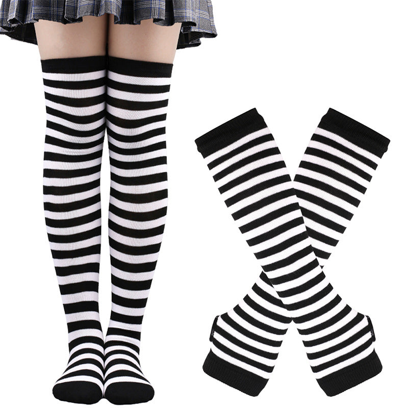 Wholesale Christmas Halloween High Striped Socks Gloves Set