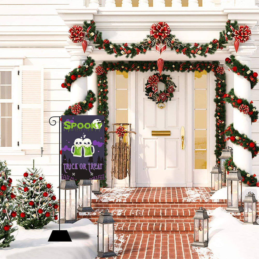 Wholesale Christmas garden flag linen print outdoor small flag yard decoration flag