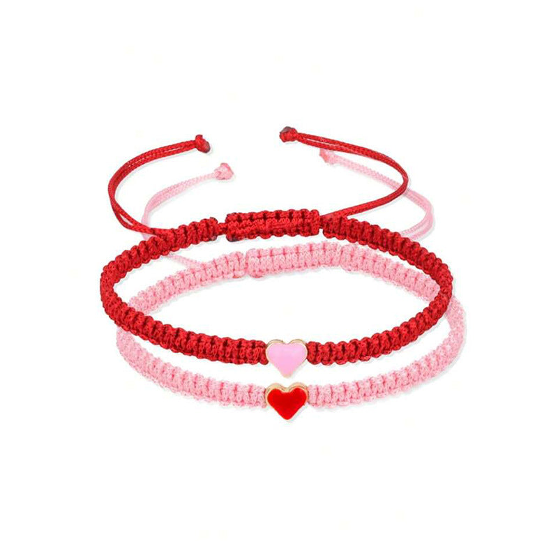 Wholesale Heart Shaped Hand-woven Couple Bracelet