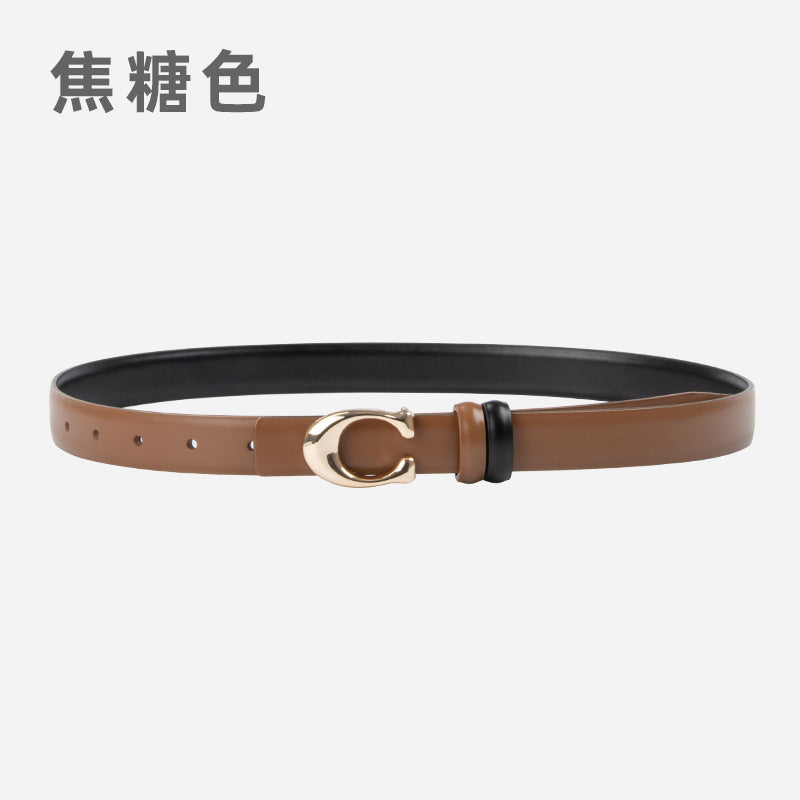 Wholesale Letter C buckle ladies'  genuine leather belt