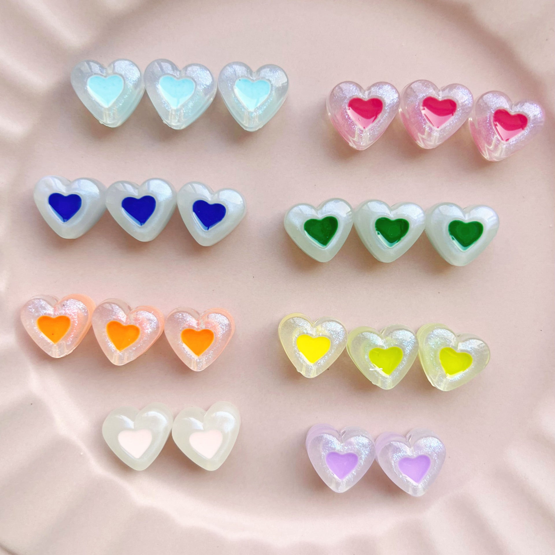 Wholesale 10pcs colorful heart Acrylic Beads