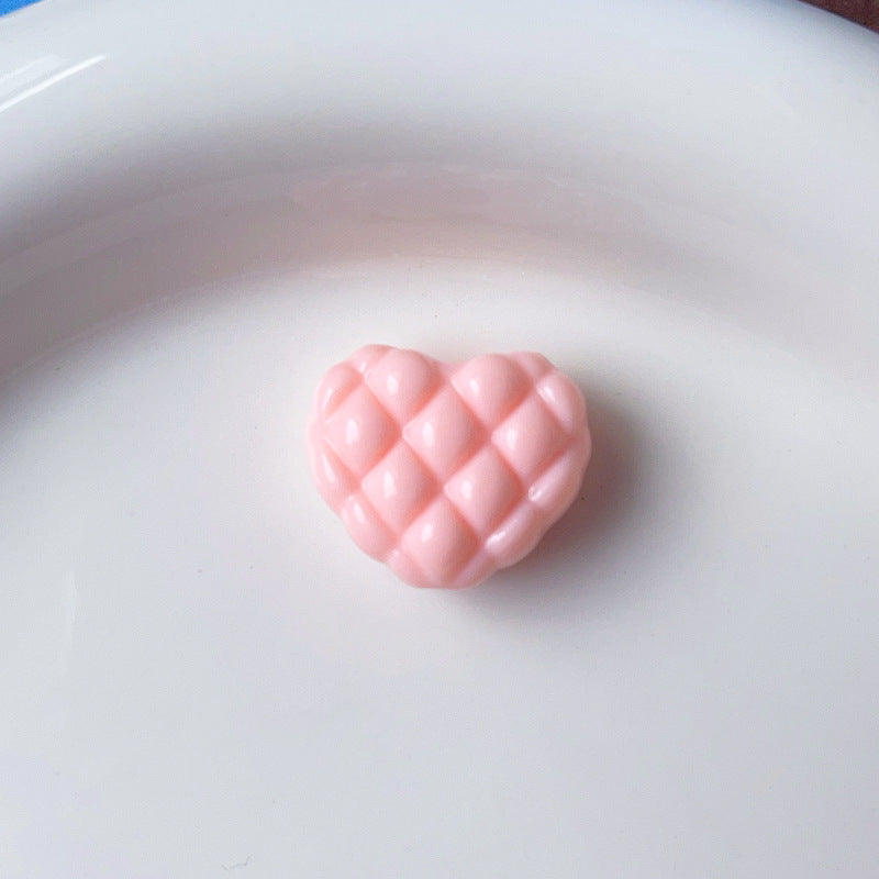 Wholesale 5pcs/pack  Checkered heart-shaped dopamine heart-shaped beads Acrylic Beads