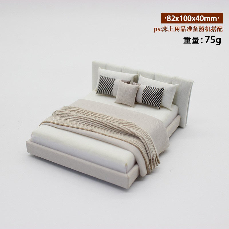Wholesale Indoor small furniture   mini bed  cream style double bed Doll Accessories