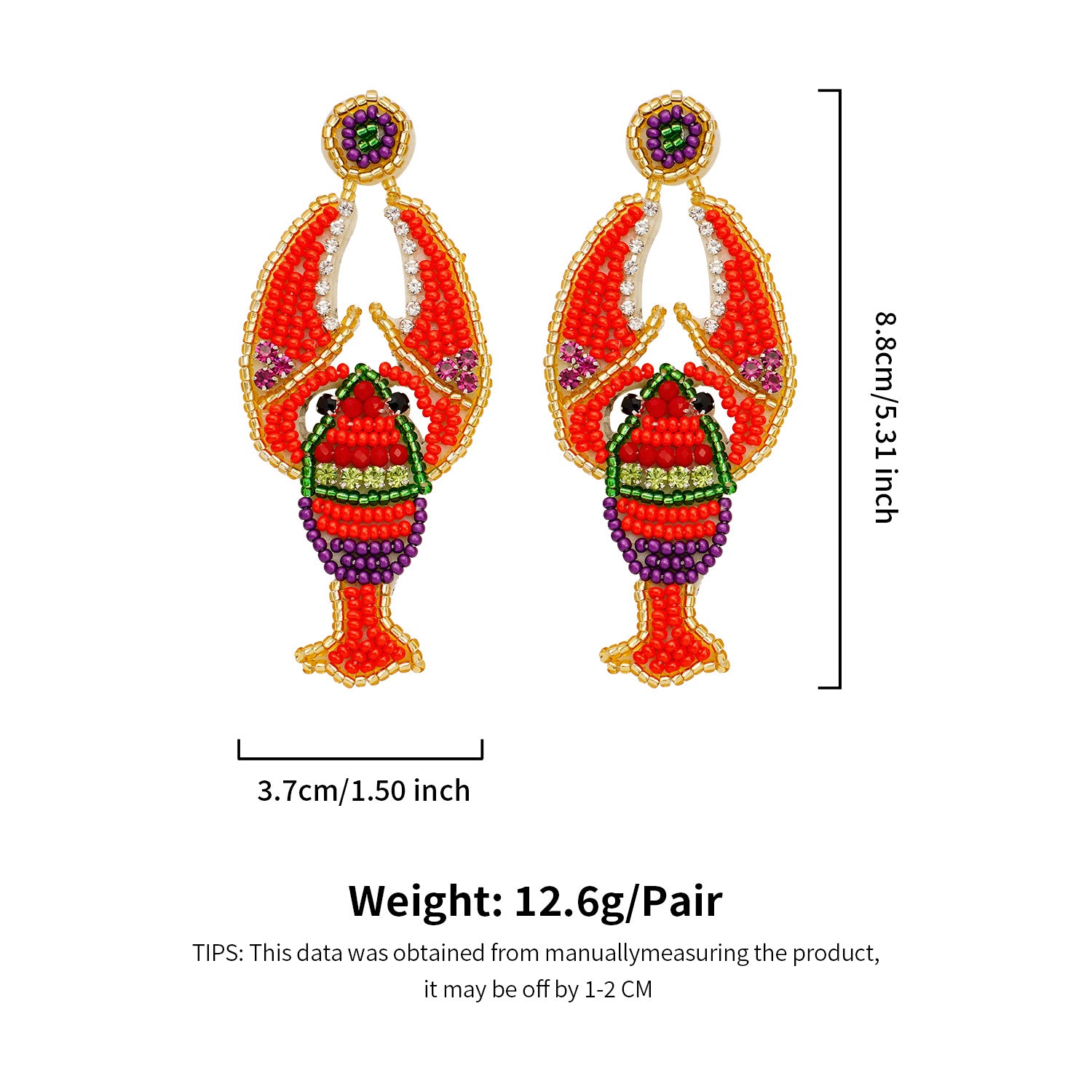 Wholesale Design Sense Lobster Rice Beads Earrings Light Luxury High-end Autumn and Winter Fashion Elegant Carnival Earrings