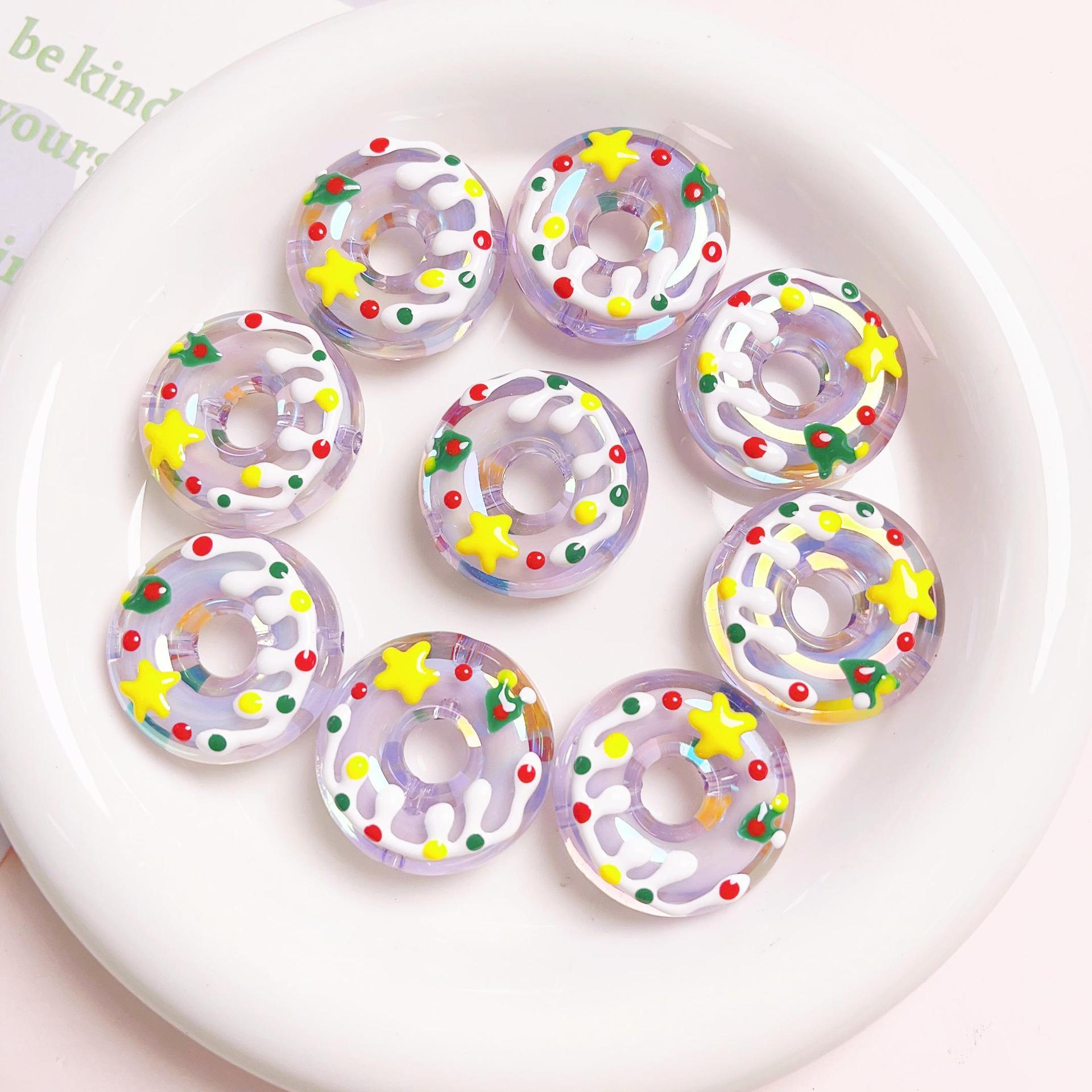 Wholesale Colored Heavy Industry Handdrawn Donut Acrylic Beads