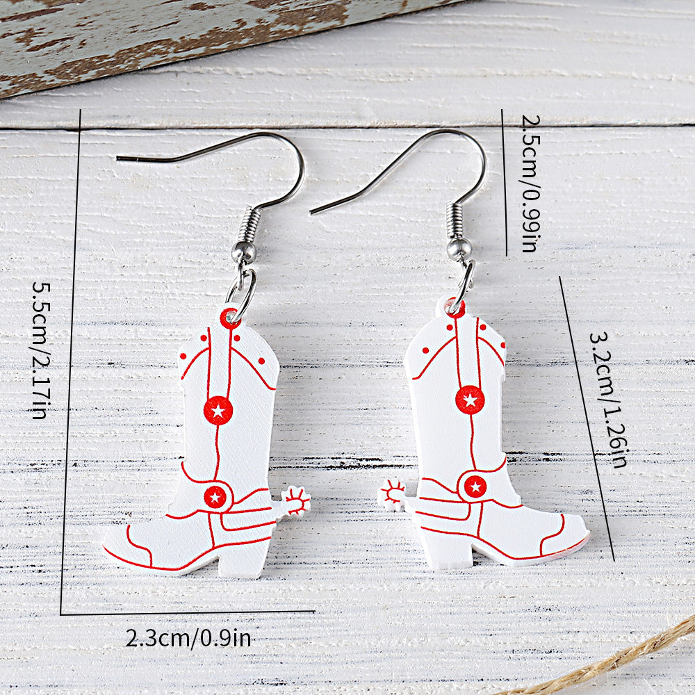Wholesale Western Style Cowboy Boots Acrylic Drop Earrings