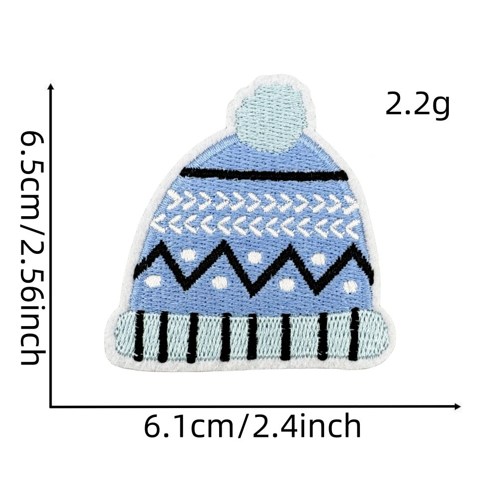 Wholesale Chic Blue Doodle Christmas Embroidery Patches Clothing Applique Stickers DIY Fashion Accessory Gift
